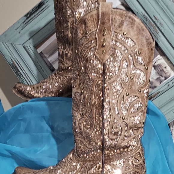 Ladies Corral Glitter Imlay Cowgirl Boots ...leather size 10 - Picture 5 of 8